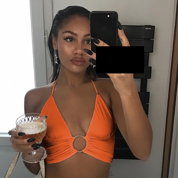 Neon Orange O Ring Crop Top ❤️ - Picture 2 of 6